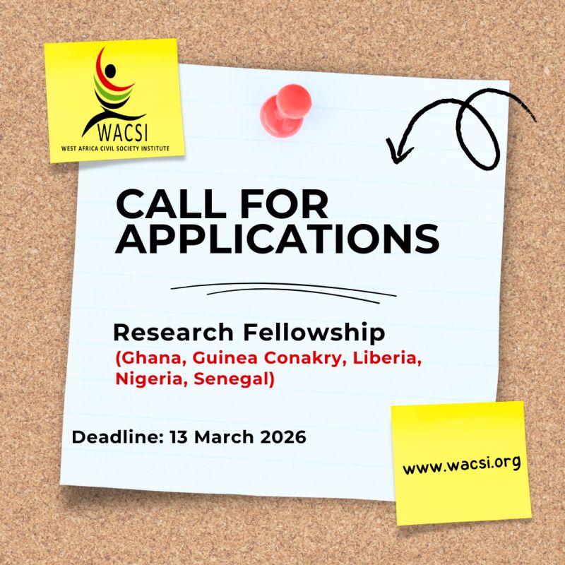 West Africa Civil Society Institute (WACSI) Research Fellowship 2026: Fully Funded Six-Month Civil Society & Biodiversity Research Programme for Young West African Scholars