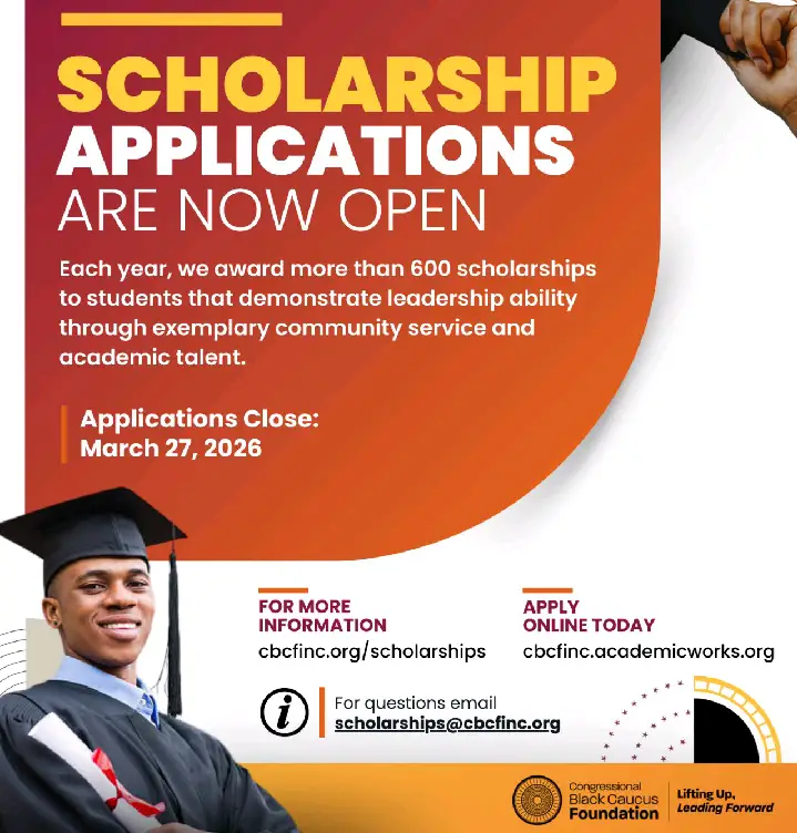 The Congressional Black Caucus Foundation (CBCF) Scholarships 2026: Fully Funded Education and Arts Opportunities for African-American and Black Students -2026