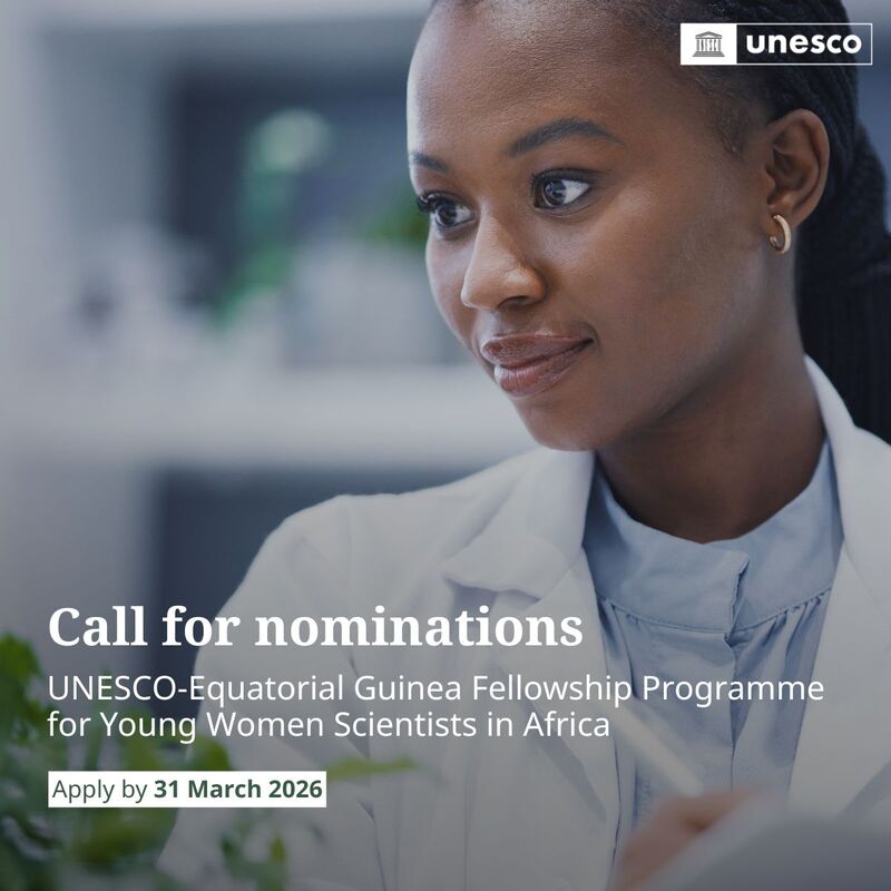 UNESCO–Equatorial Guinea Fellowship Programme 2026 for Young Women Scientists in Africa