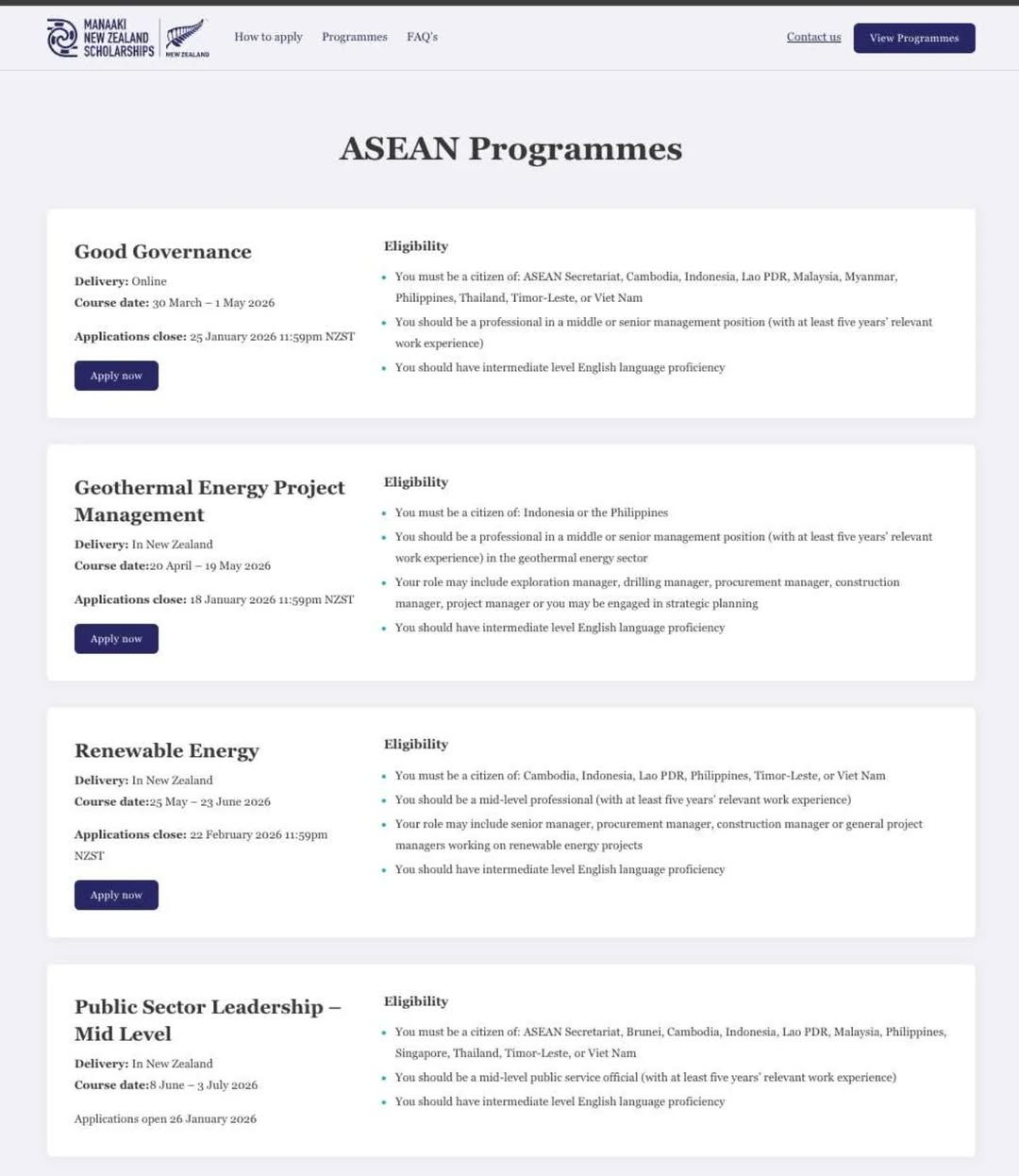 Manaaki New Zealand Scholarships