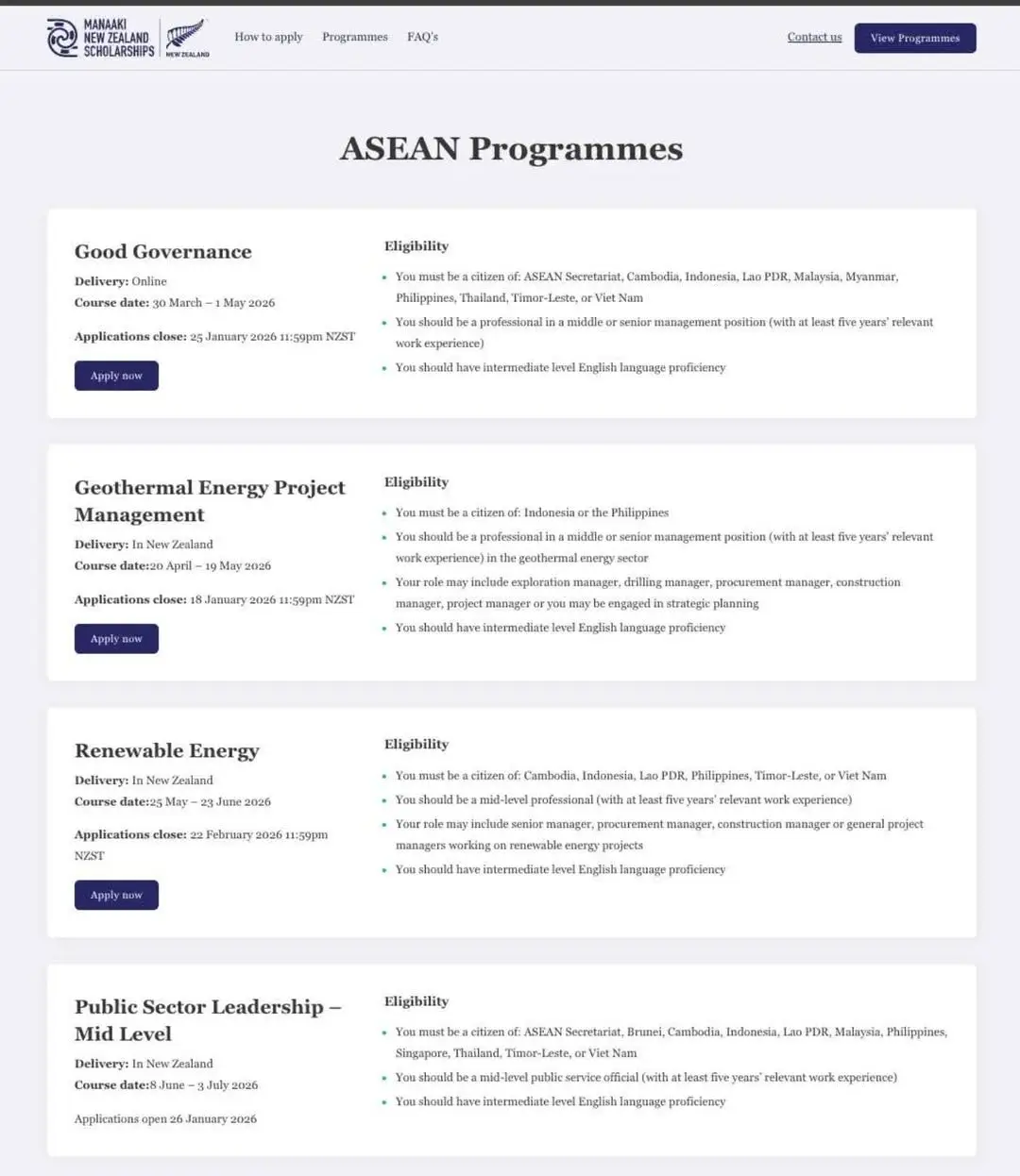 Manaaki New Zealand Scholarships