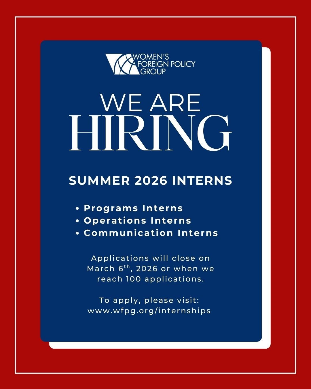 WFPG Summer 2026 Internship in Washington, D.C.: Programming, Communications, and Operations Roles Now Open