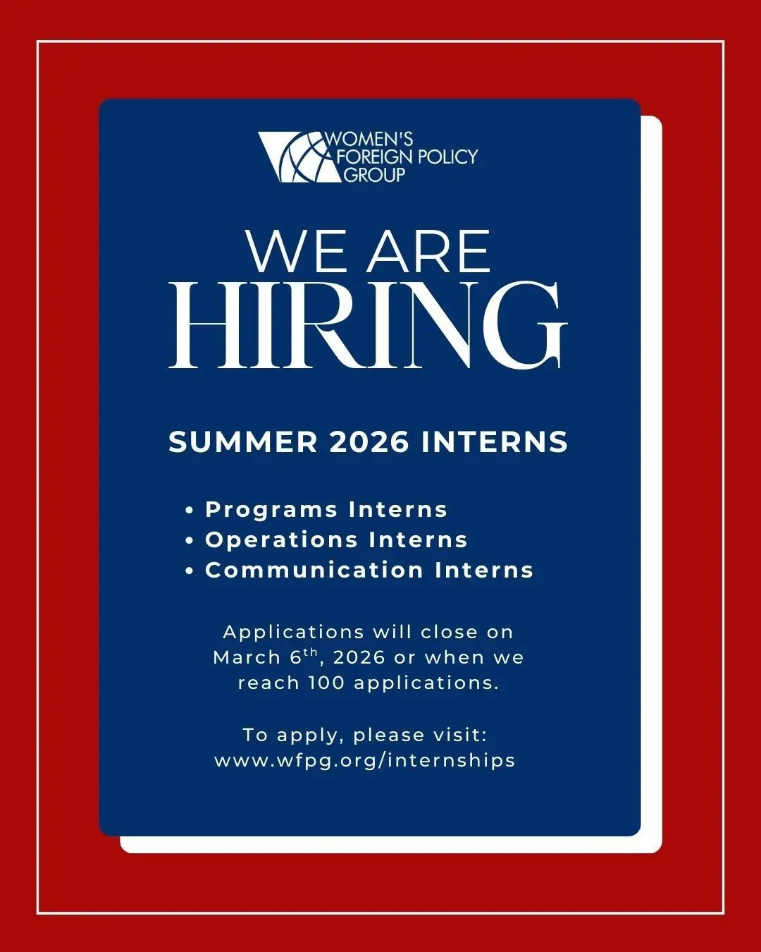 WFPG Summer 2026 Internship in Washington, D.C.: Programming, Communications, and Operations Roles Now Open