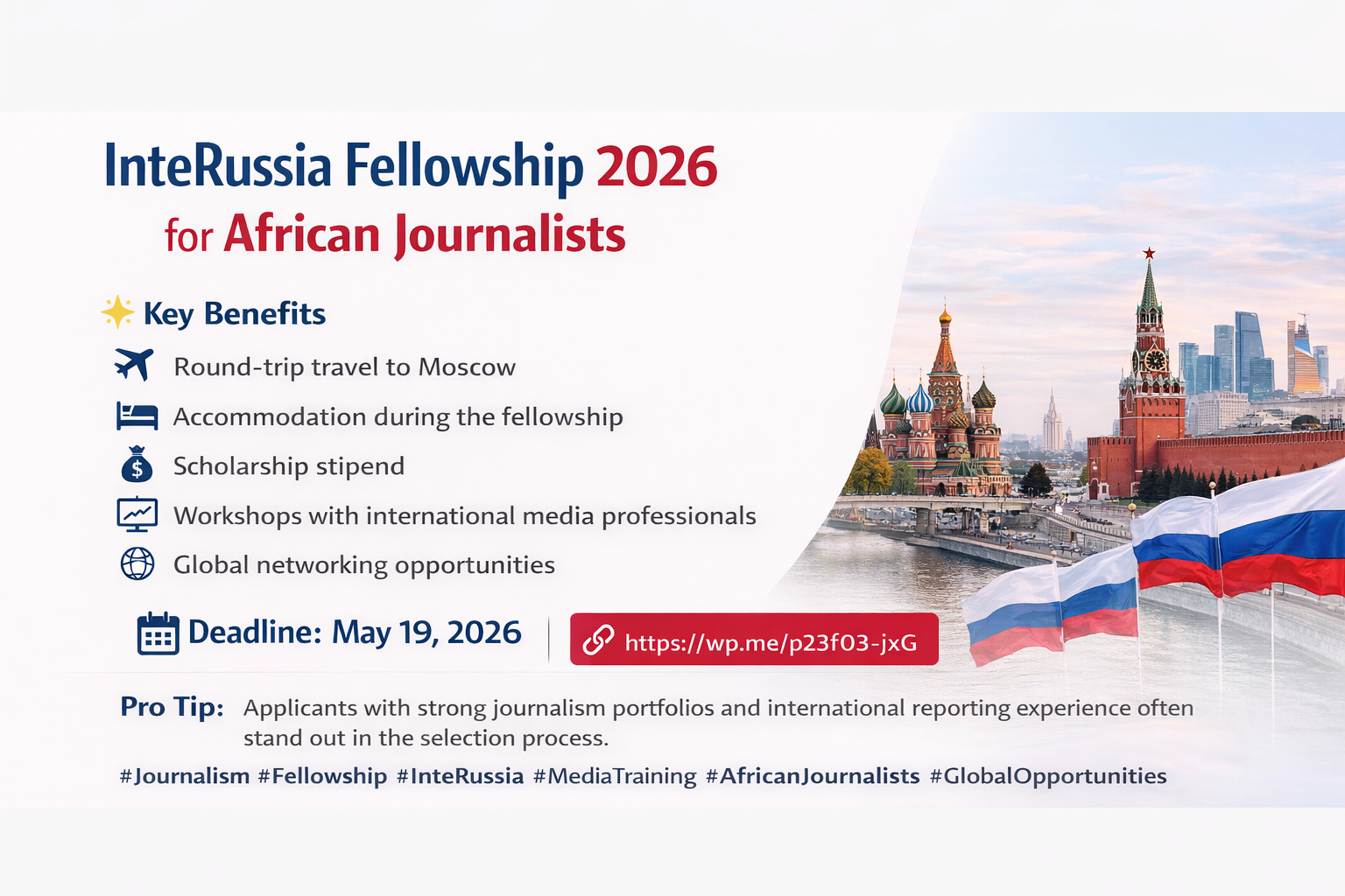 InteRussia Fellowship 2026 for African Journalists in Moscow