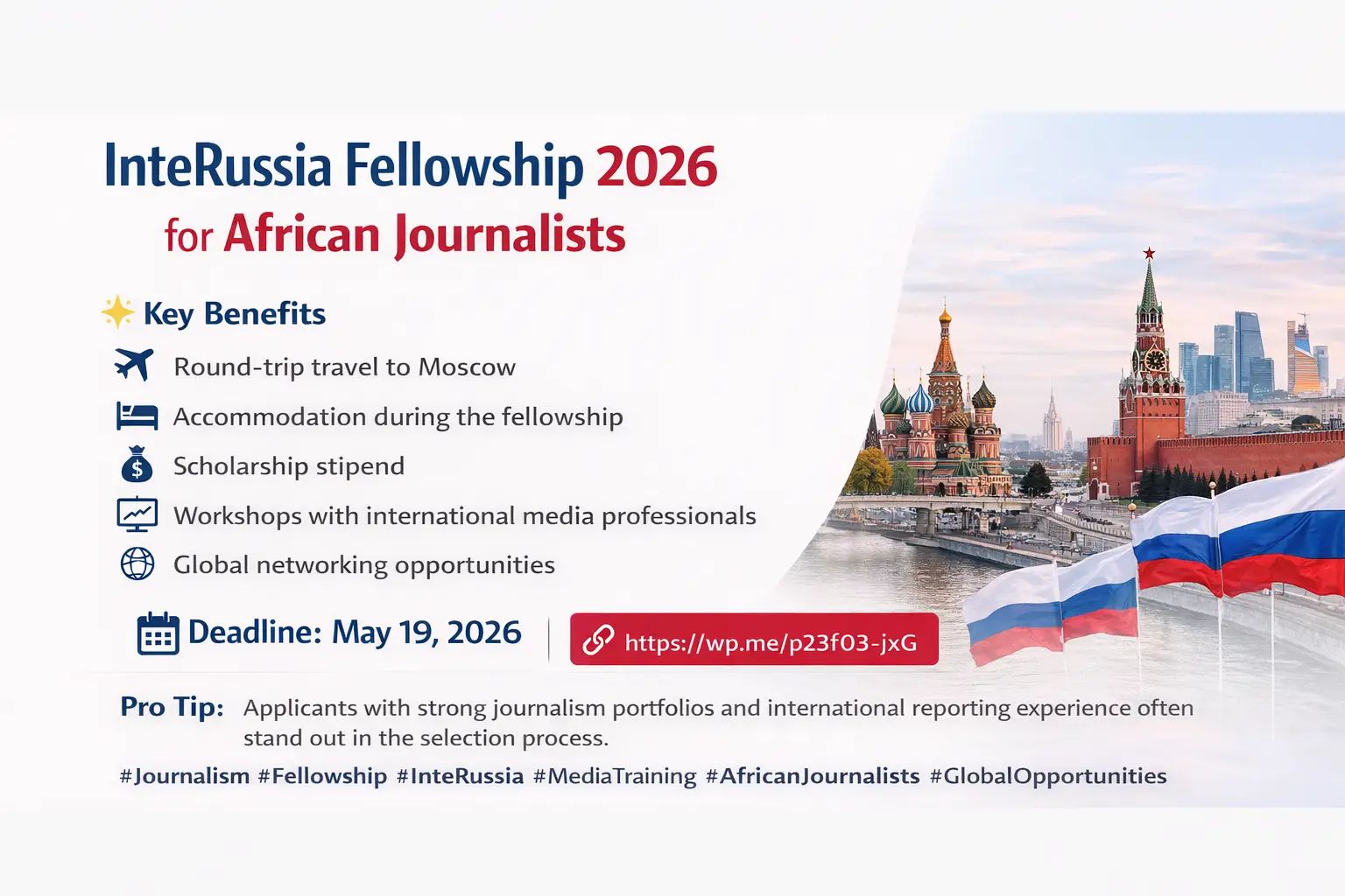 InteRussia Fellowship 2026 for African Journalists in Moscow