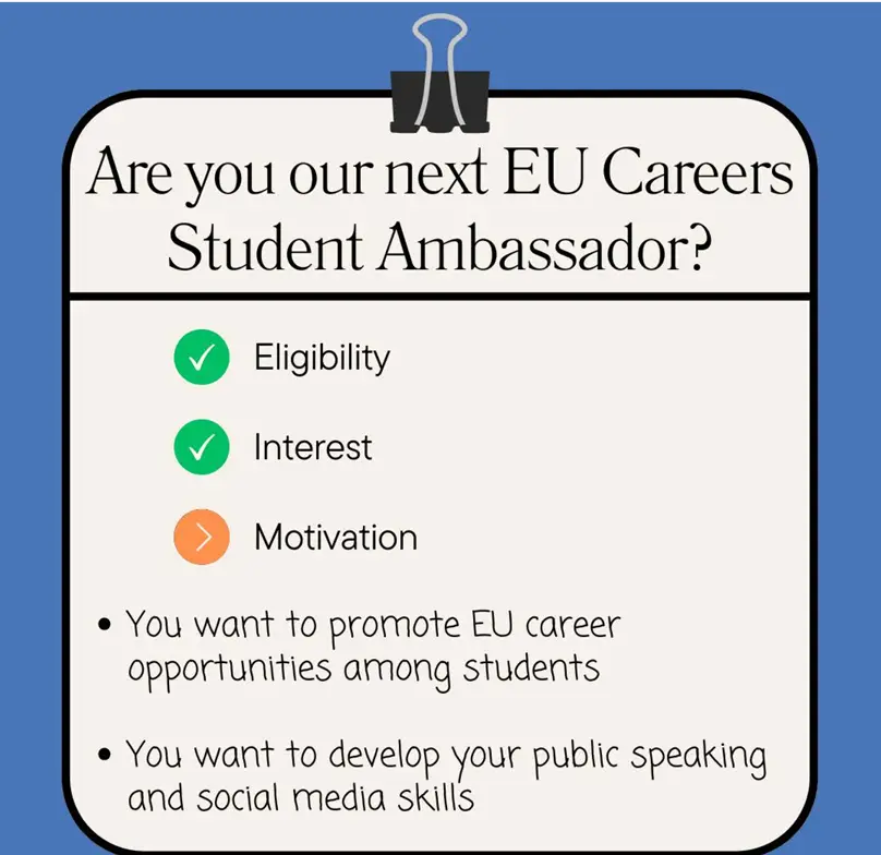 EU Careers Student Ambassadors Programme 2026–2027: Volunteer Leadership Opportunity for University Students in the European Union