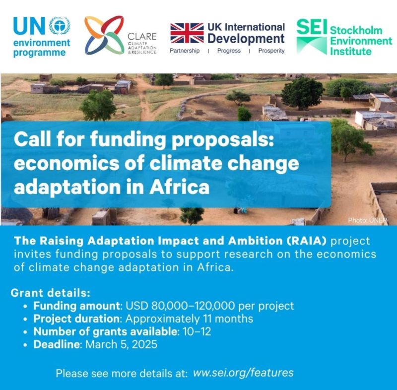 Funding Opportunity: Economics of Climate Change Adaptation in Africa — RAIA Call for Proposals