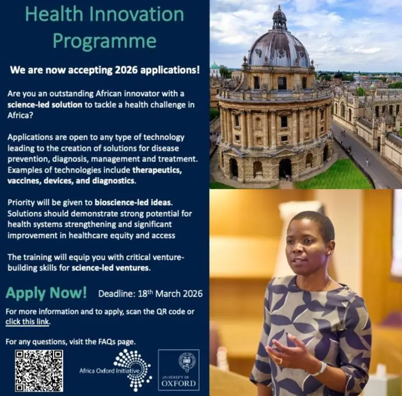 Africa Oxford Health Innovation Programme 2026 – Applications Now Open