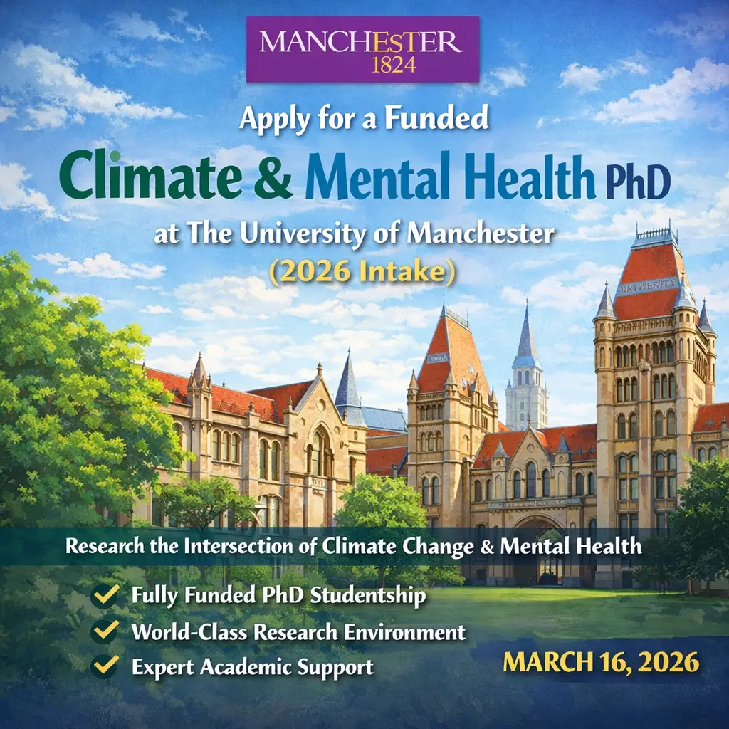 Apply for a Funded Climate & Mental Health PhD at The University of Manchester (2026 Intake)