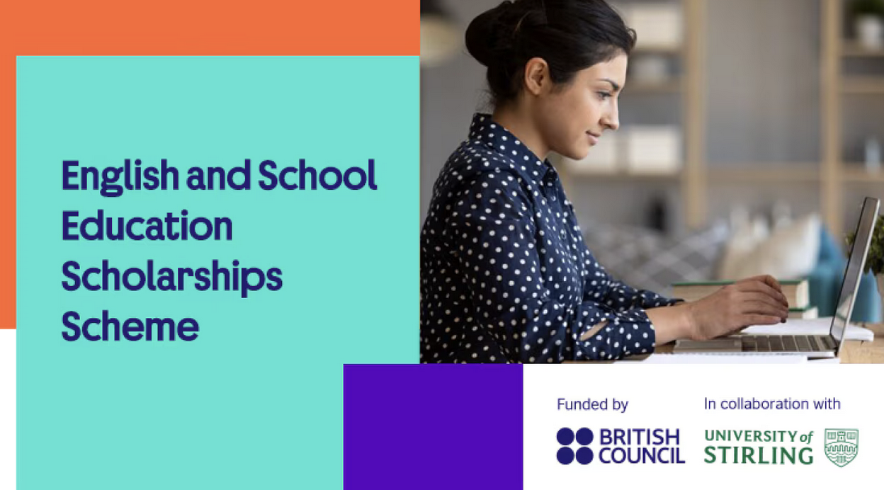 Flyer highlighting the British Council English and School Education Scholarships Scheme offering fully funded online MSc TESOL for teachers in Bangladesh, India, and Sri Lanka with a UK study visit
