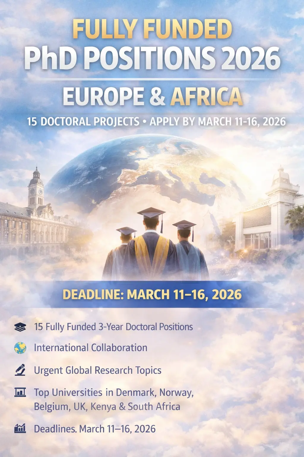 Fully Funded PhD Positions 2026 in Europe & Africa