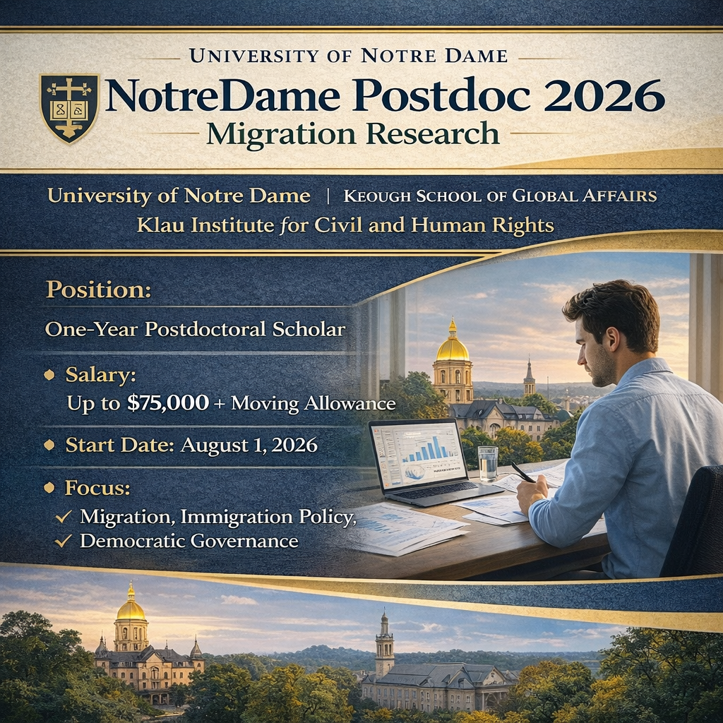 NotreDame Postdoc 2026: Klau Institute Migration Research Position