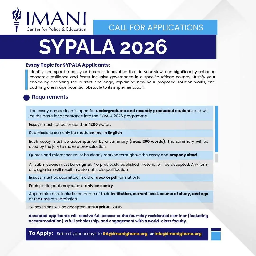 SYPALA 2026: IMANI Opens Applications for Africa’s Premier Student & Young Professionals Policy Seminar