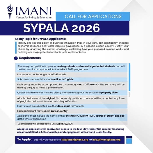 SYPALA 2026: Applications Open for IMANI’s Premier Pan-African Summer Seminar
