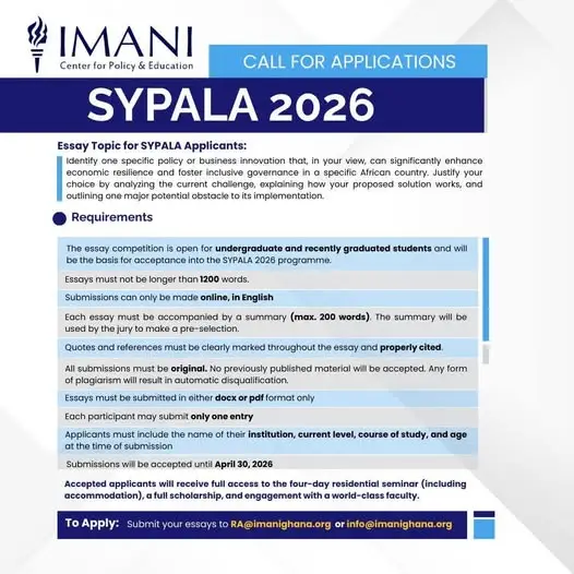 SYPALA 2026: Applications Open for IMANI’s Premier Pan-African Summer Seminar