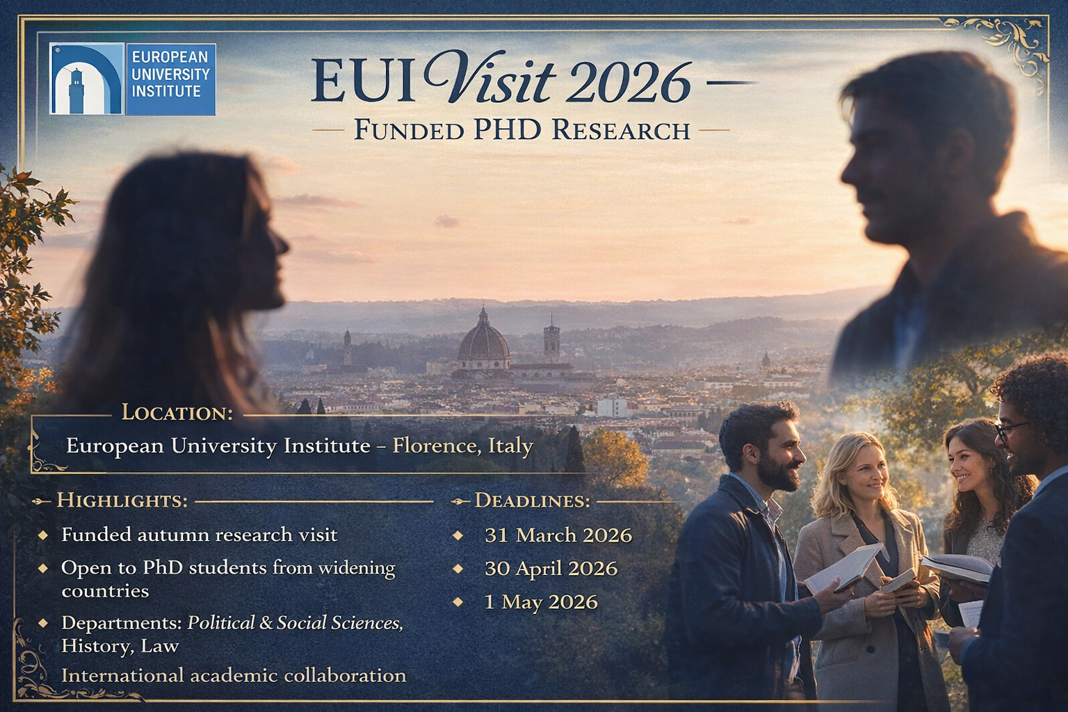 EUI Visit 2026 funded PhD research programme at European University Institute in Florence