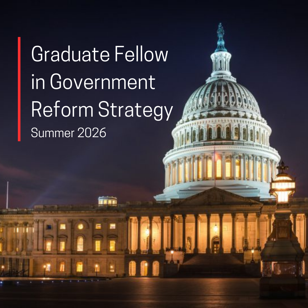 Flyer promoting the Summer 2026 Graduate Fellow – Government Reform Strategy opportunity with the U.S. Congress Joint Economic Committee,