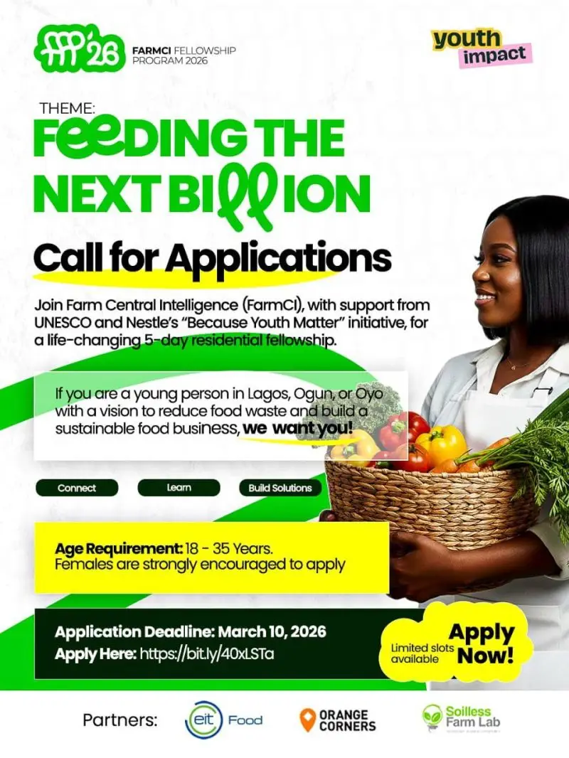 Feeding the Next Billion Food Innovation Fellowship 2026 in Nigeria (Fully Sponsored 5-Day Residential Programme)