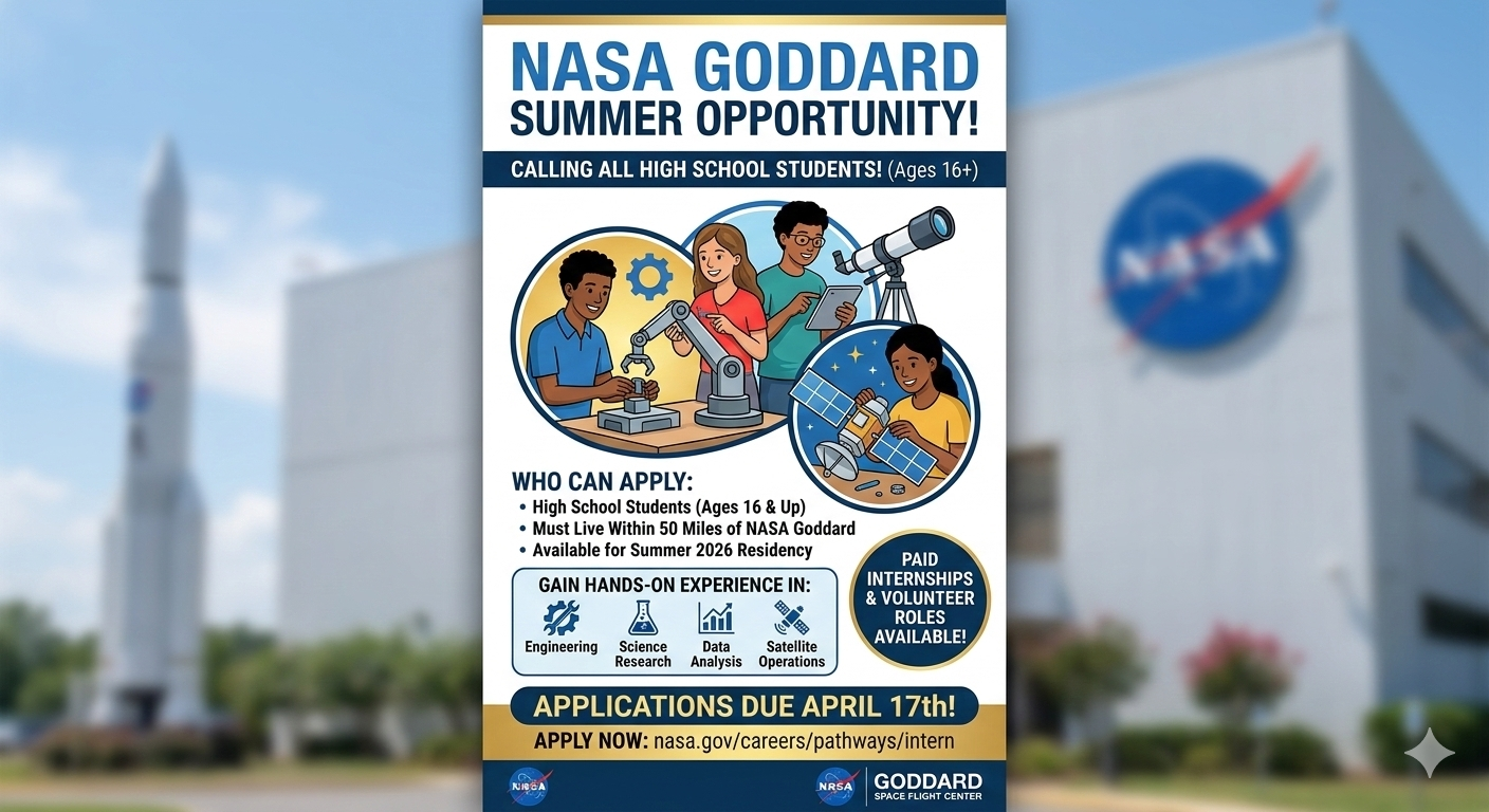 NASA Goddard Summer Internship for High School Students 2026: Applications Open for Students Aged 16+