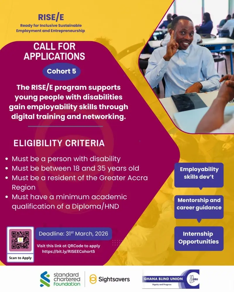 RISE/E Ghana Employability Training Programme 2026: Futuremakers Accenture Skills to Succeed Initiative for Youth with Disabilities in Accra