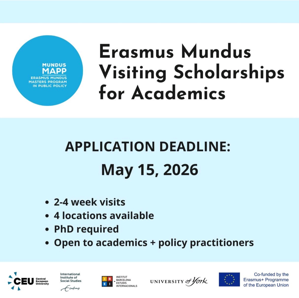 Apply Now: Erasmus Mundus Visiting Scholarships for Academics and Policy Professionals 2026-2027 — Fully Funded, Prestigious European Opportunity with Competitive Stipends