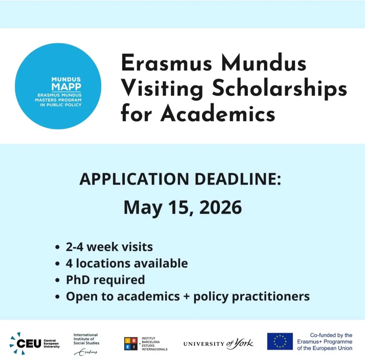 Apply Now: Erasmus Mundus Visiting Scholarships for Academics and Policy Professionals 2026-2027 — Fully Funded, Prestigious European Opportunity with Competitive Stipends