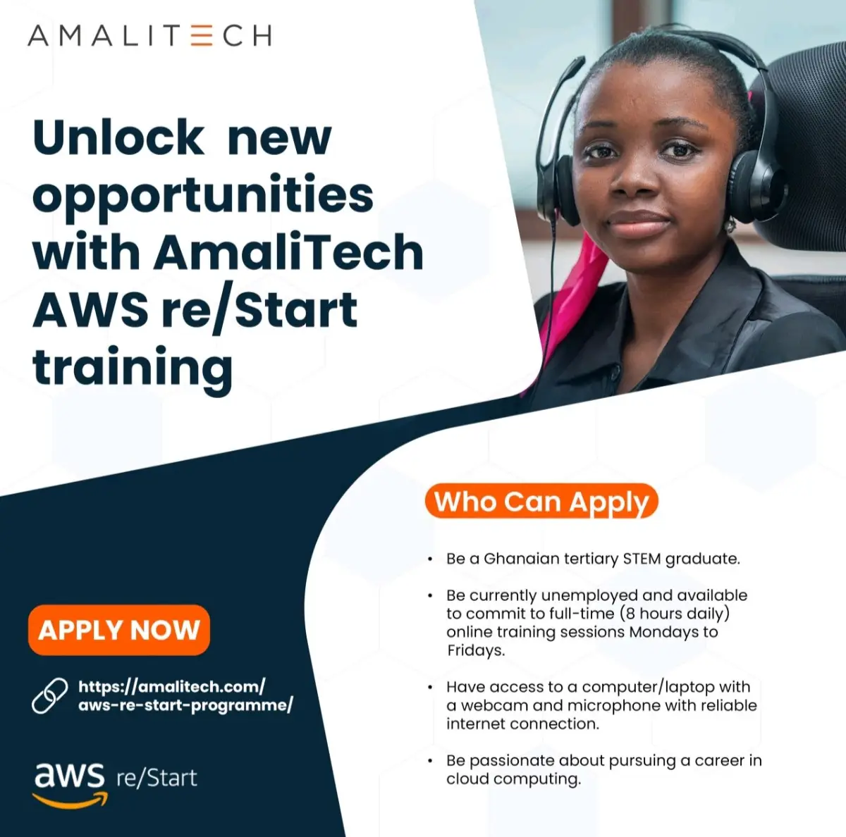 AmaliTech AWS re/Start Programme 2026: Fully Funded Cloud Computing Training for Ghanaian STEM Graduates (Free Certification, Stipends, and Job Pathways)