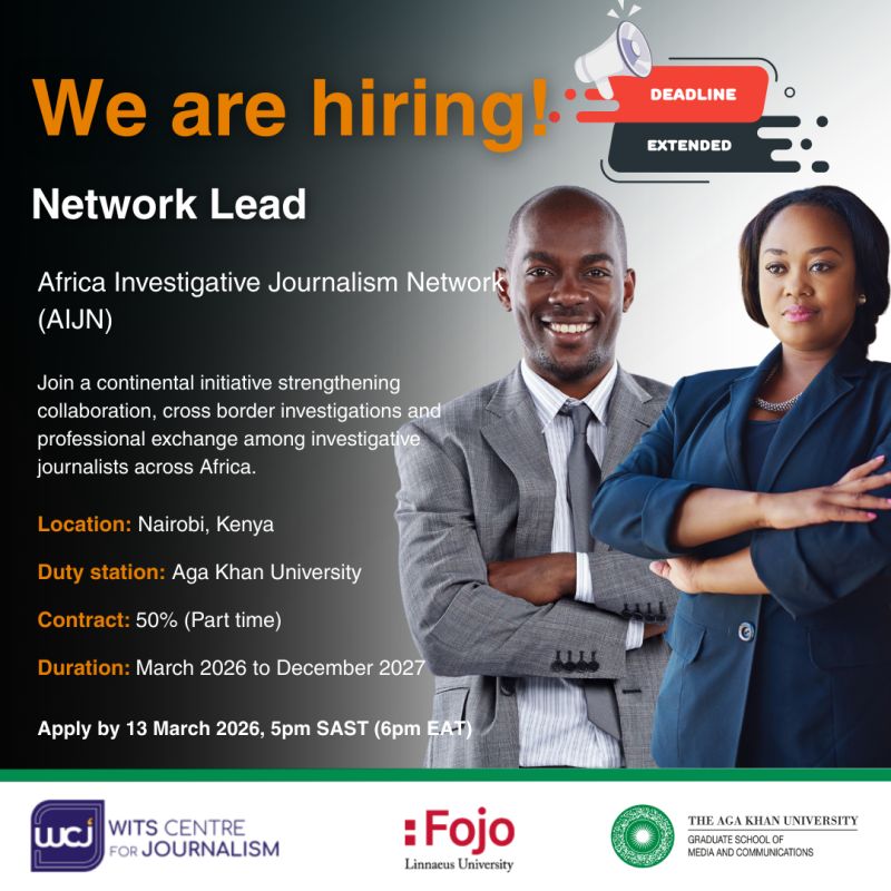 Network Lead Role for Africa Investigative Journalism Network (AIJN) – Applications Open Until 13 March 2026