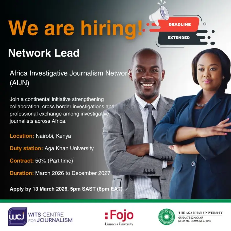 Network Lead Role for Africa Investigative Journalism Network (AIJN) – Applications Open Until 13 March 2026