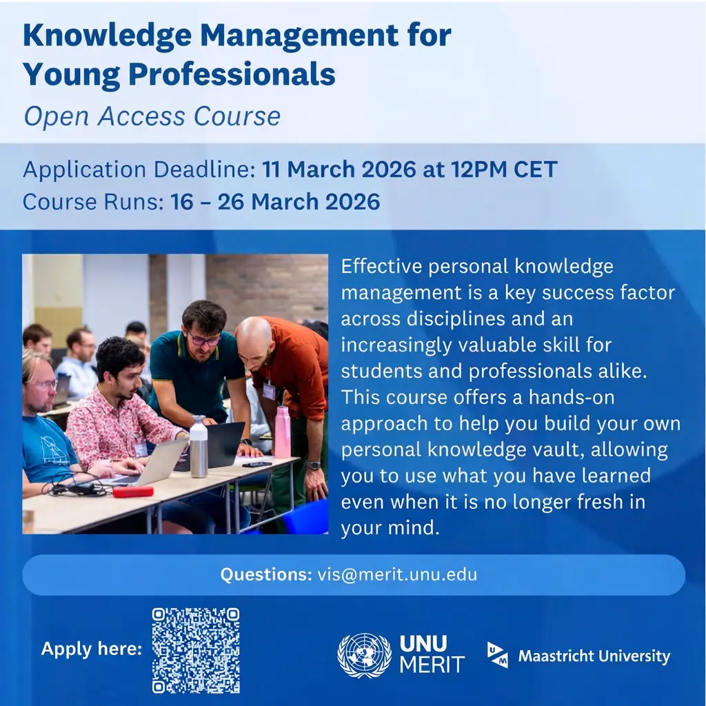Apply for the UNU-MERIT Knowledge Management for Young Professionals Online Course
