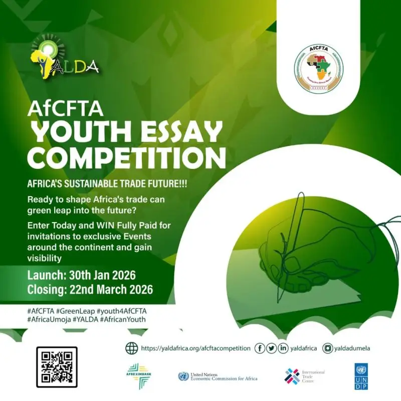 Apply Now: AfCFTA Sustainable Leap Youth Essay Competition 2026 (Win Recognition & Policy Opportunities)