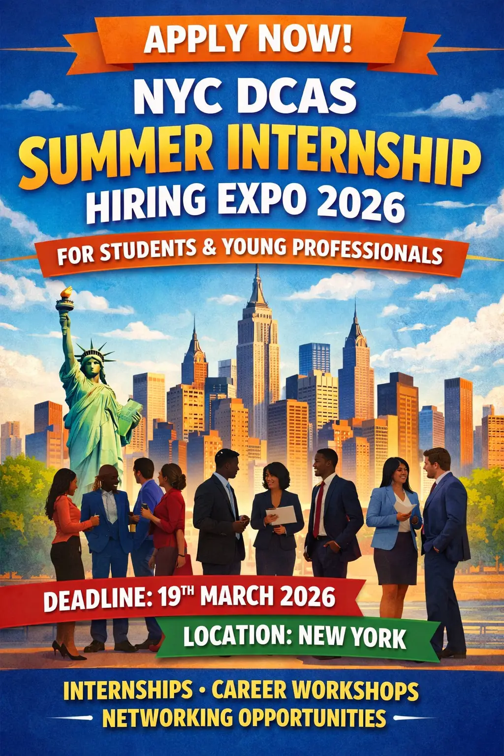 Apply Now: NYC DCAS Summer Internship Hiring Expo 2026 for Students and Young Professionals